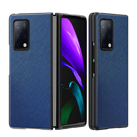 Luxus Leder Hülle Handyhülle und Kunststoff Schutzhülle Hartschalen Tasche B01H für Huawei Mate X2 Blau