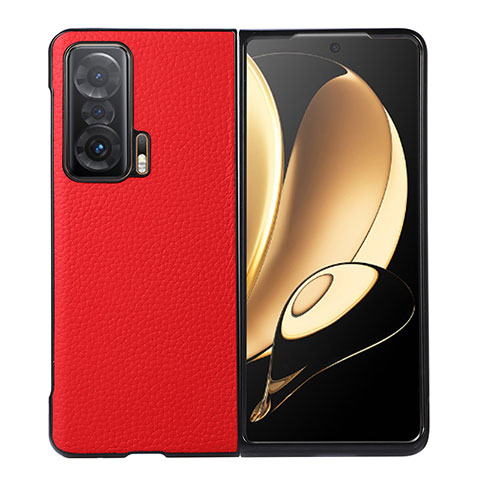 Luxus Leder Hülle Handyhülle und Kunststoff Schutzhülle Hartschalen Tasche B02H für Huawei Honor Magic V 5G Rot