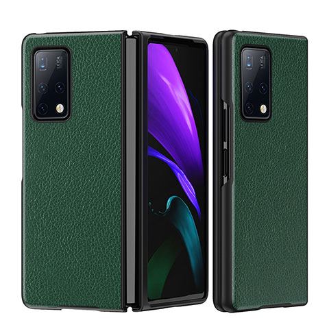 Luxus Leder Hülle Handyhülle und Kunststoff Schutzhülle Hartschalen Tasche B02H für Huawei Mate X2 Grün