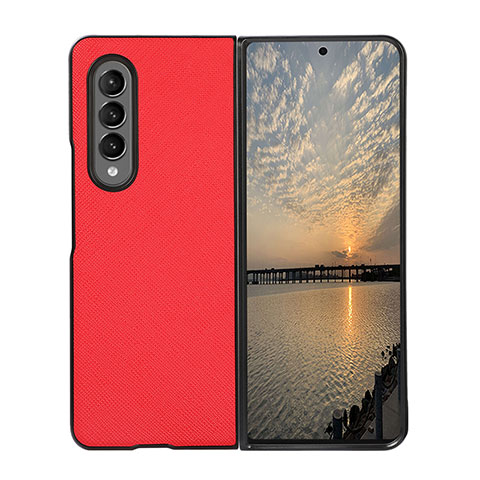 Luxus Leder Hülle Handyhülle und Kunststoff Schutzhülle Hartschalen Tasche B03 für Samsung Galaxy Z Fold3 5G Rot