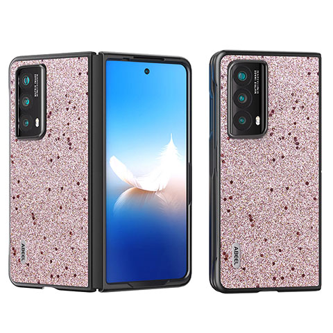 Luxus Leder Hülle Handyhülle und Kunststoff Schutzhülle Hartschalen Tasche B03H für Huawei Honor Magic Vs2 5G Rosegold