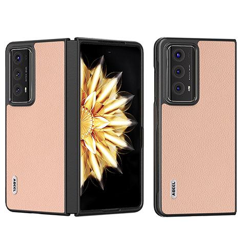 Luxus Leder Hülle Handyhülle und Kunststoff Schutzhülle Hartschalen Tasche B06H für Huawei Honor Magic V2 5G Rosegold