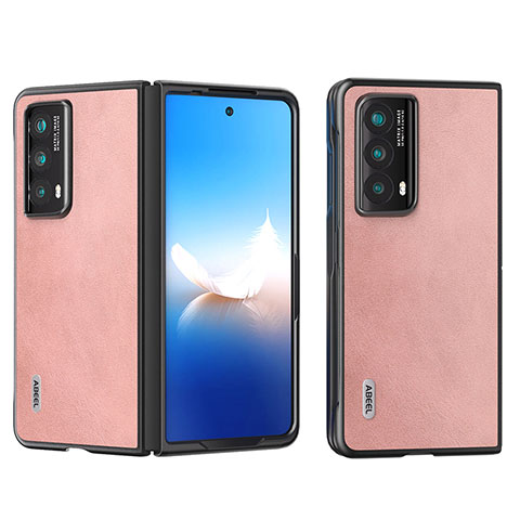 Luxus Leder Hülle Handyhülle und Kunststoff Schutzhülle Hartschalen Tasche B06H für Huawei Honor Magic Vs2 5G Rosegold