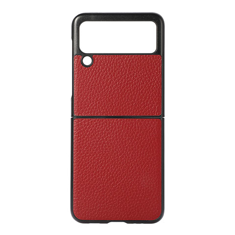 Luxus Leder Hülle Handyhülle und Kunststoff Schutzhülle Hartschalen Tasche B07 für Samsung Galaxy Z Flip3 5G Rot