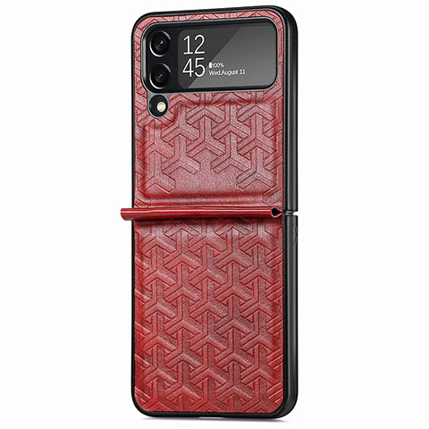 Luxus Leder Hülle Handyhülle und Kunststoff Schutzhülle Hartschalen Tasche B07 für Samsung Galaxy Z Flip4 5G Rot