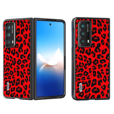 Luxus Leder Hülle Handyhülle und Kunststoff Schutzhülle Hartschalen Tasche B08H für Huawei Honor Magic Vs2 5G Rot