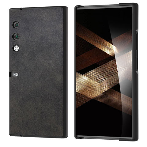 Luxus Leder Hülle Handyhülle und Kunststoff Schutzhülle Hartschalen Tasche B09H für Huawei Honor V Purse 5G Schwarz