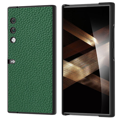 Luxus Leder Hülle Handyhülle und Kunststoff Schutzhülle Hartschalen Tasche B11H für Huawei Honor V Purse 5G Grün