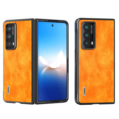 Luxus Leder Hülle Handyhülle und Kunststoff Schutzhülle Hartschalen Tasche B12H für Huawei Honor Magic Vs2 5G Orange