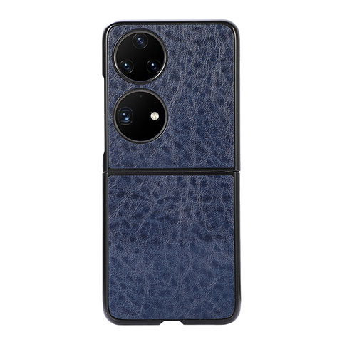 Luxus Leder Hülle Handyhülle und Kunststoff Schutzhülle Hartschalen Tasche BH4 für Huawei P50 Pocket Blau