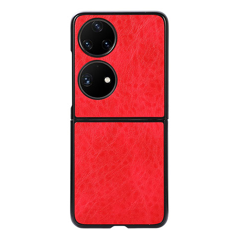 Luxus Leder Hülle Handyhülle und Kunststoff Schutzhülle Hartschalen Tasche BH4 für Huawei Pocket S Rot