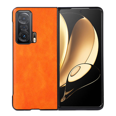 Luxus Leder Hülle Handyhülle und Kunststoff Schutzhülle Hartschalen Tasche BH5 für Huawei Honor Magic V 5G Orange