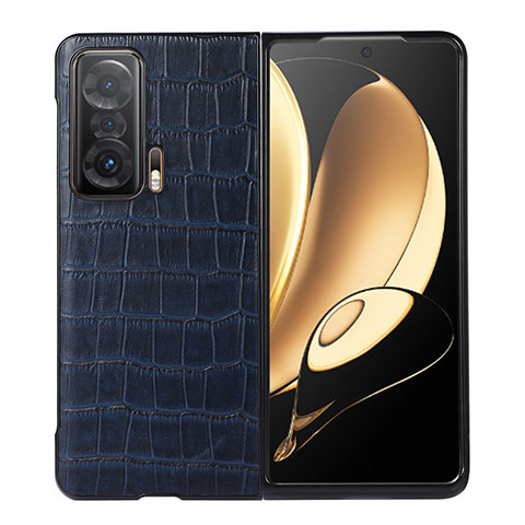 Luxus Leder Hülle Handyhülle und Kunststoff Schutzhülle Hartschalen Tasche BH6 für Huawei Honor Magic V 5G Blau