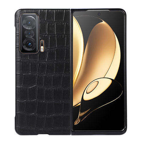 Luxus Leder Hülle Handyhülle und Kunststoff Schutzhülle Hartschalen Tasche BH6 für Huawei Honor Magic V 5G Schwarz