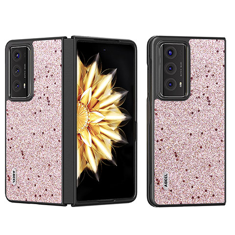 Luxus Leder Hülle Handyhülle und Kunststoff Schutzhülle Hartschalen Tasche BH6 für Huawei Honor Magic V2 5G Rosegold