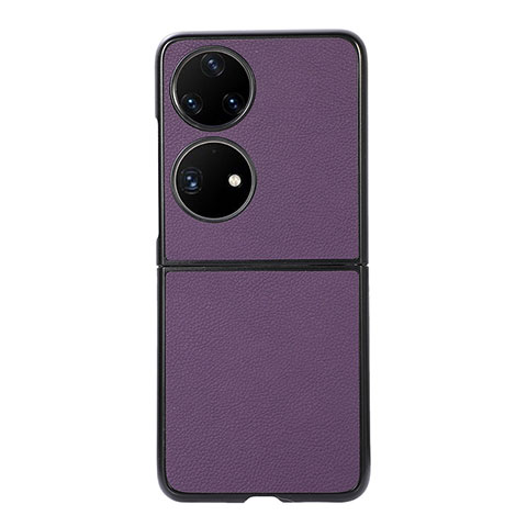 Luxus Leder Hülle Handyhülle und Kunststoff Schutzhülle Hartschalen Tasche BH8 für Huawei P50 Pocket Violett