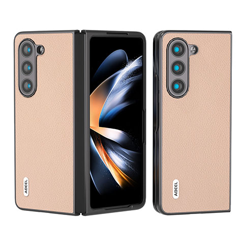 Luxus Leder Hülle Handyhülle und Kunststoff Schutzhülle Hartschalen Tasche BH9 für Samsung Galaxy Z Fold5 5G Rosegold