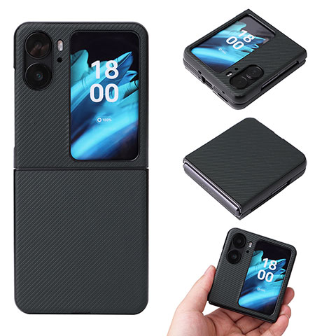 Luxus Leder Hülle Handyhülle und Kunststoff Schutzhülle Hartschalen Tasche BY1 für Oppo Find N2 Flip 5G Grün