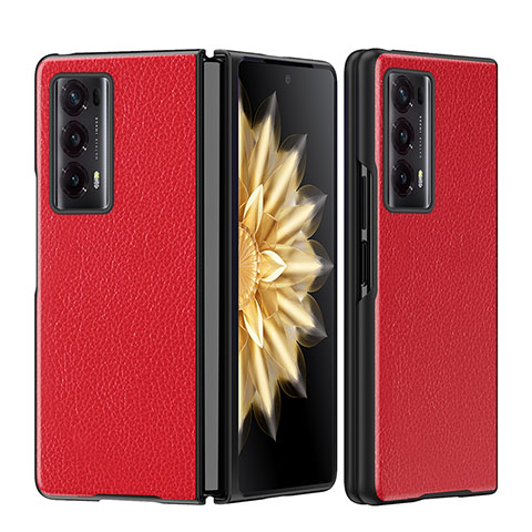 Luxus Leder Hülle Handyhülle und Kunststoff Schutzhülle Hartschalen Tasche GS1 für Huawei Honor Magic V2 5G Rot