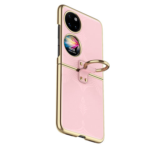 Luxus Leder Hülle Handyhülle und Kunststoff Schutzhülle Hartschalen Tasche GS4 für Huawei P50 Pocket Rosegold