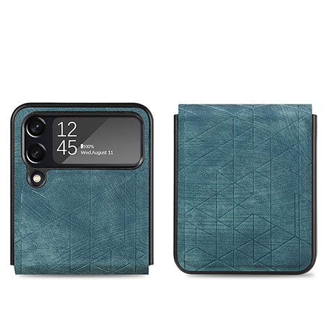 Luxus Leder Hülle Handyhülle und Kunststoff Schutzhülle Hartschalen Tasche H01 für Samsung Galaxy Z Flip4 5G Grün