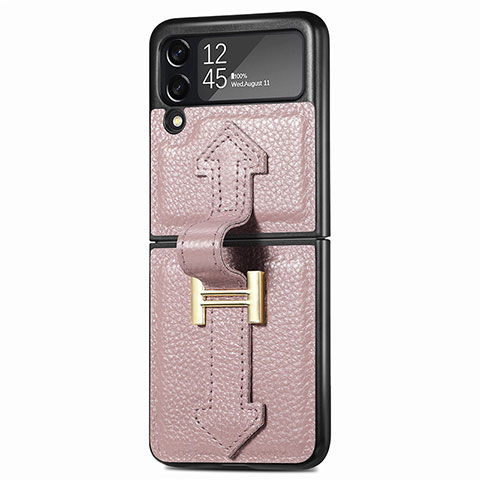 Luxus Leder Hülle Handyhülle und Kunststoff Schutzhülle Hartschalen Tasche L05 für Samsung Galaxy Z Flip3 5G Rosegold