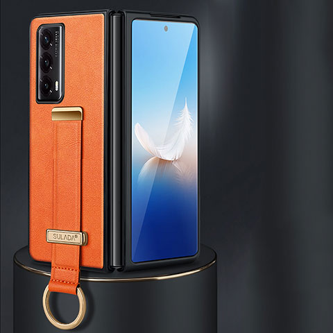 Luxus Leder Hülle Handyhülle und Kunststoff Schutzhülle Hartschalen Tasche LD1 für Huawei Honor Magic Vs2 5G Orange