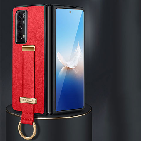 Luxus Leder Hülle Handyhülle und Kunststoff Schutzhülle Hartschalen Tasche LD1 für Huawei Honor Magic Vs2 5G Rot