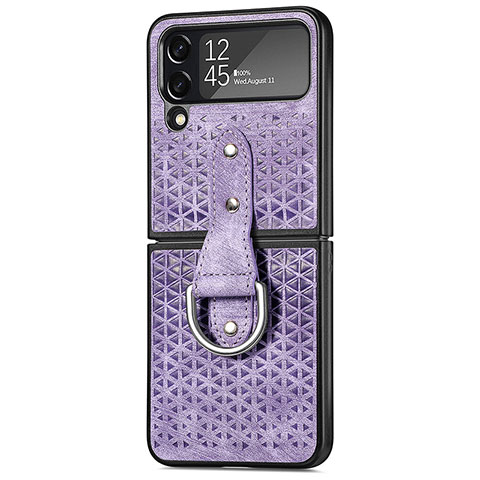 Luxus Leder Hülle Handyhülle und Kunststoff Schutzhülle Hartschalen Tasche R07 für Samsung Galaxy Z Flip4 5G Violett