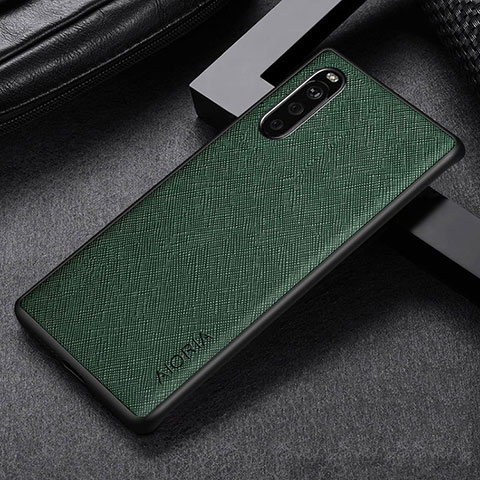 Luxus Leder Hülle Handyhülle und Kunststoff Schutzhülle Hartschalen Tasche S01 für Sony Xperia 10 IV Grün