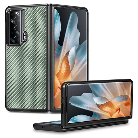 Luxus Leder Hülle Handyhülle und Kunststoff Schutzhülle Hartschalen Tasche S01D für Huawei Honor Magic Vs Ultimate 5G Grün