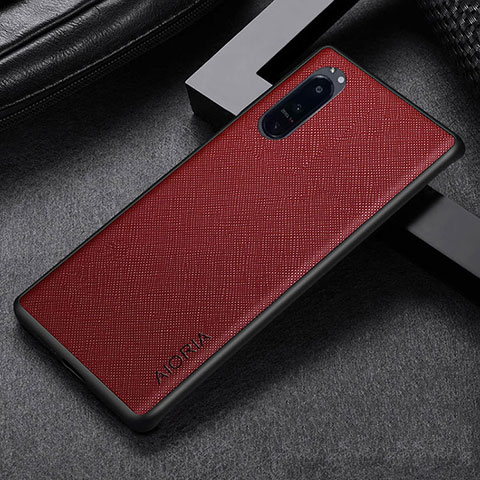 Luxus Leder Hülle Handyhülle und Kunststoff Schutzhülle Hartschalen Tasche S03 für Sony Xperia 1 IV SO-51C Rot