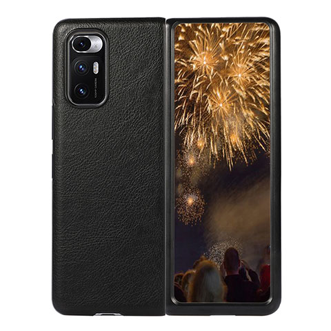 Luxus Leder Hülle Handyhülle und Kunststoff Schutzhülle Hartschalen Tasche S03 für Xiaomi Mix Fold 5G Schwarz