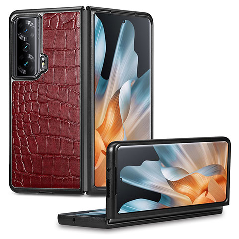 Luxus Leder Hülle Handyhülle und Kunststoff Schutzhülle Hartschalen Tasche S03D für Huawei Honor Magic Vs 5G Rot