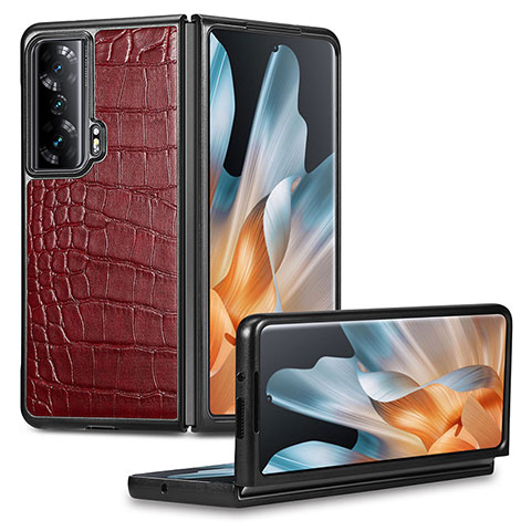 Luxus Leder Hülle Handyhülle und Kunststoff Schutzhülle Hartschalen Tasche S03D für Huawei Honor Magic Vs Ultimate 5G Rot