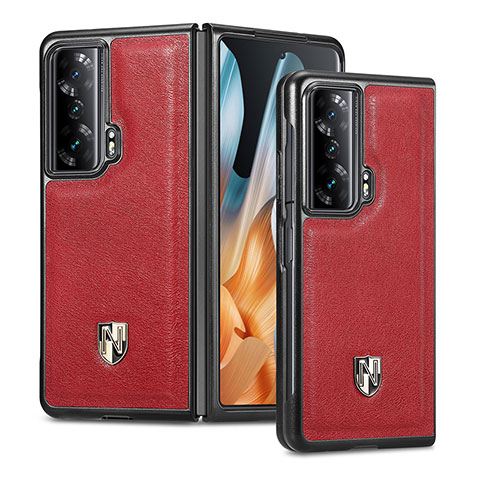 Luxus Leder Hülle Handyhülle und Kunststoff Schutzhülle Hartschalen Tasche S04D für Huawei Honor Magic Vs 5G Rot