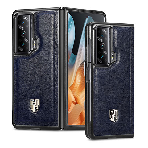 Luxus Leder Hülle Handyhülle und Kunststoff Schutzhülle Hartschalen Tasche S04D für Huawei Honor Magic Vs Ultimate 5G Blau