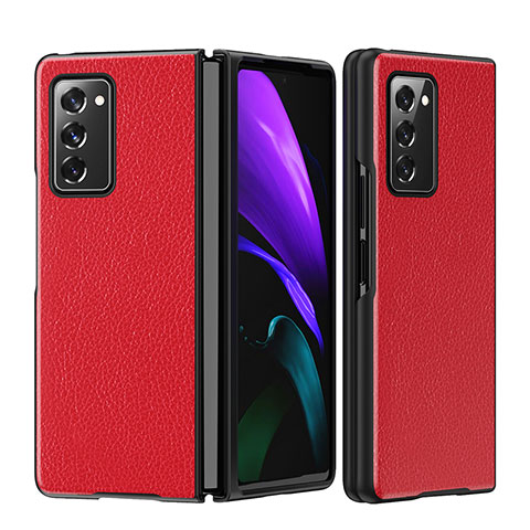 Luxus Leder Hülle Handyhülle und Kunststoff Schutzhülle Hartschalen Tasche S06 für Samsung Galaxy Z Fold2 5G Rot