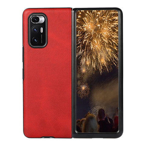 Luxus Leder Hülle Handyhülle und Kunststoff Schutzhülle Hartschalen Tasche S06 für Xiaomi Mix Fold 5G Rot