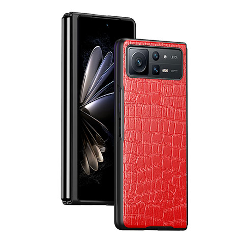 Luxus Leder Hülle Handyhülle und Kunststoff Schutzhülle Hartschalen Tasche S07 für Xiaomi Mix Fold 2 5G Rot