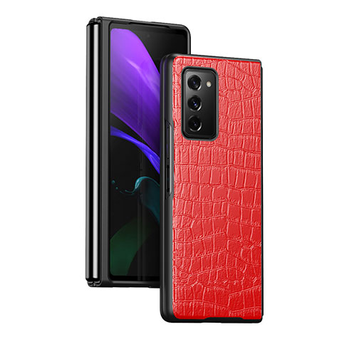 Luxus Leder Hülle Handyhülle und Kunststoff Schutzhülle Hartschalen Tasche S08 für Samsung Galaxy Z Fold2 5G Rot