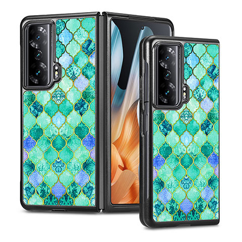 Luxus Leder Hülle Handyhülle und Kunststoff Schutzhülle Hartschalen Tasche S08D für Huawei Honor Magic Vs 5G Grün