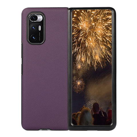 Luxus Leder Hülle Handyhülle und Kunststoff Schutzhülle Hartschalen Tasche S10 für Xiaomi Mix Fold 5G Violett