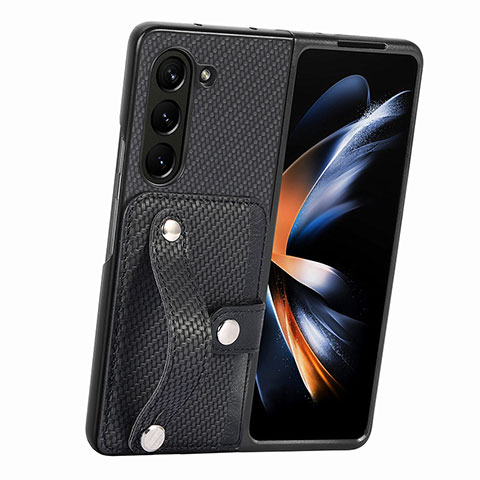 Luxus Leder Hülle Handyhülle und Kunststoff Schutzhülle Hartschalen Tasche S13D für Samsung Galaxy Z Fold5 5G Schwarz