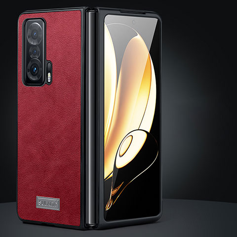 Luxus Leder Hülle Handyhülle und Kunststoff Schutzhülle Hartschalen Tasche SD2 für Huawei Honor Magic V 5G Rot