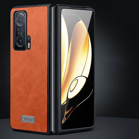 Luxus Leder Hülle Handyhülle und Kunststoff Schutzhülle Hartschalen Tasche SD2 für Huawei Honor Magic Vs 5G Orange