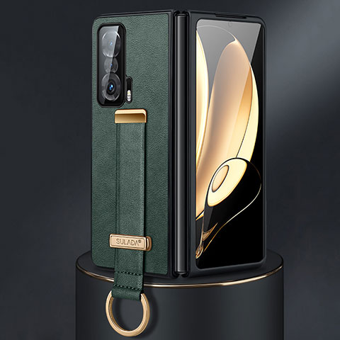 Luxus Leder Hülle Handyhülle und Kunststoff Schutzhülle Hartschalen Tasche SD3 für Huawei Honor Magic Vs Ultimate 5G Grün