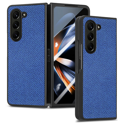 Luxus Leder Hülle Handyhülle und Kunststoff Schutzhülle Hartschalen Tasche SD9 für Samsung Galaxy Z Fold5 5G Blau