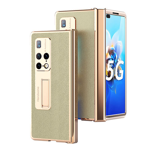 Luxus Leder Hülle Handyhülle und Kunststoff Schutzhülle Hartschalen Tasche ZL13 für Huawei Mate X2 Gold