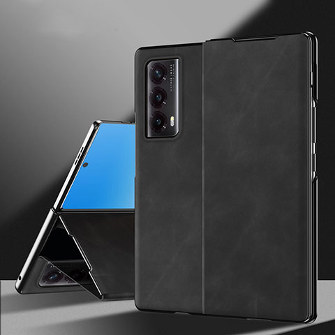 Luxus Leder Hülle Handyhülle und Kunststoff Schutzhülle Hartschalen Tasche ZL3 für Huawei Honor Magic Vs2 5G Schwarz